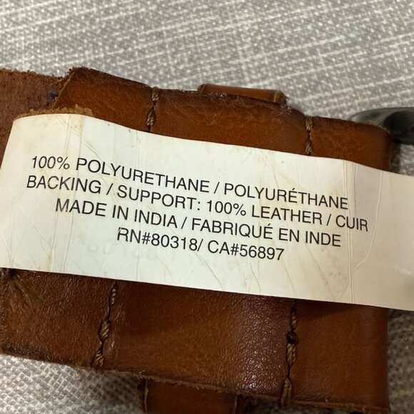 Lucky Brand Brown Leather Beaded Belt Silver-Tone Buckle & Floral Design Size S - Picture 11 of 16